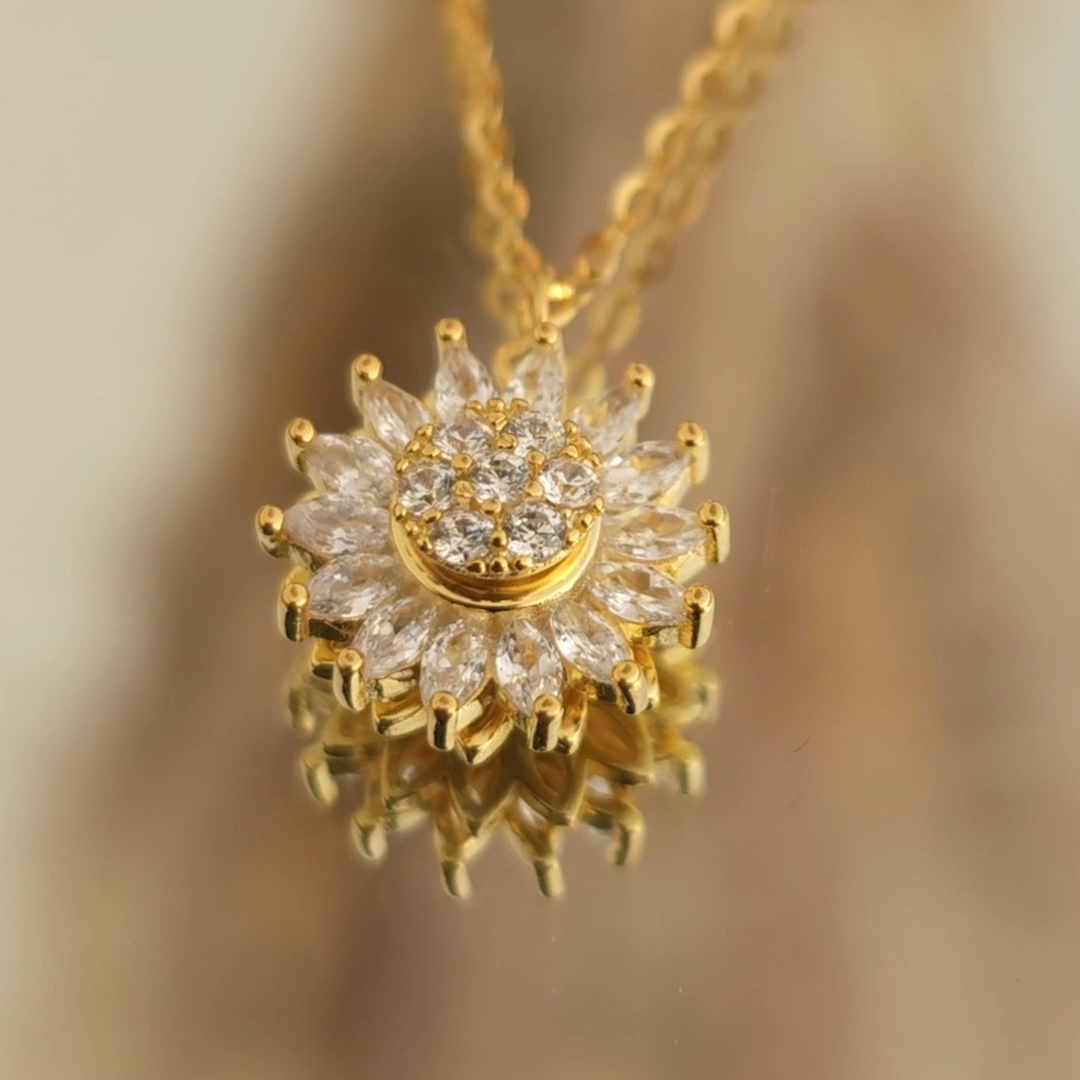 🌻 Encantador collar girasol giratorio - Diseño exclusivo en acero y cobre, caja de lujo. - Oferta 50% DCTO🏷️ 💥