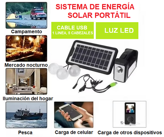 🔆 Kit Panel Solar 3 Bombillos y Radio - Ahorra en tu factura eléctrica mientras iluminas tu espacio - Oferta 50% DCTO🏷️ 💥