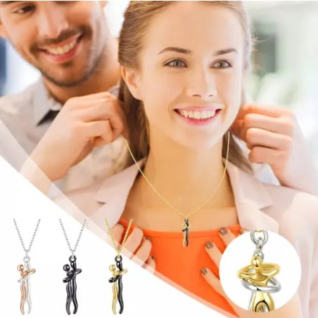 ❤️ Hermoso collar para parejas "Abrazo eterno" - Diseño europeo minimalista en acero inoxidable con caja de regalo 💥
