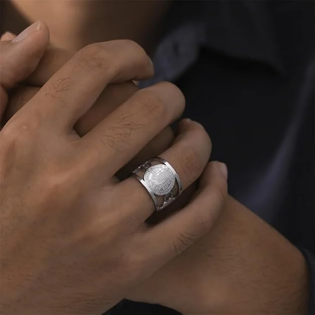 💍 Anillo ajustable San Benito - Símbolo de protección y guia espiritual, incluye caja de regalo - Oferta 2x1 🏷️💥