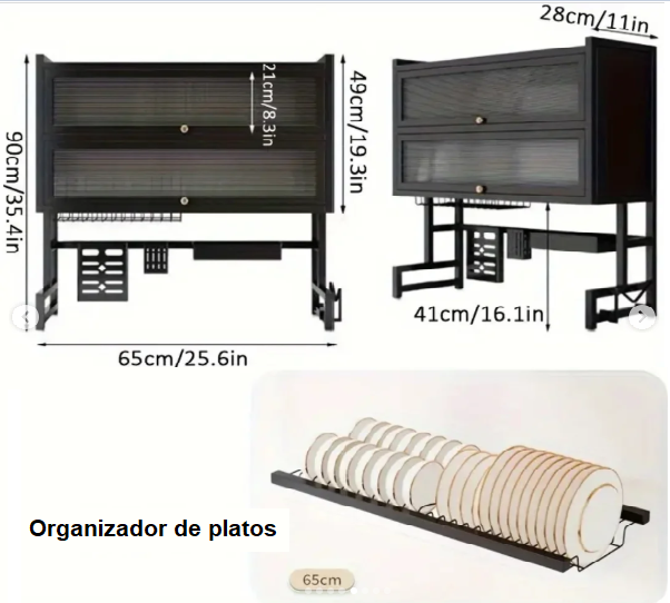 🍽️ Organizador multifuncional de loza de 2 niveles - Limpia y Organiza tu cocina - Oferta 50% DCTO🏷️ 💥