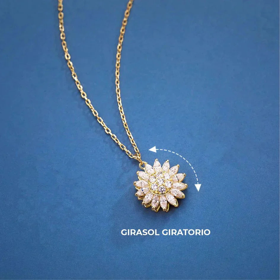 🌻 Encantador collar girasol giratorio - Diseño exclusivo en acero y cobre, caja de lujo. - Oferta 50% DCTO🏷️ 💥