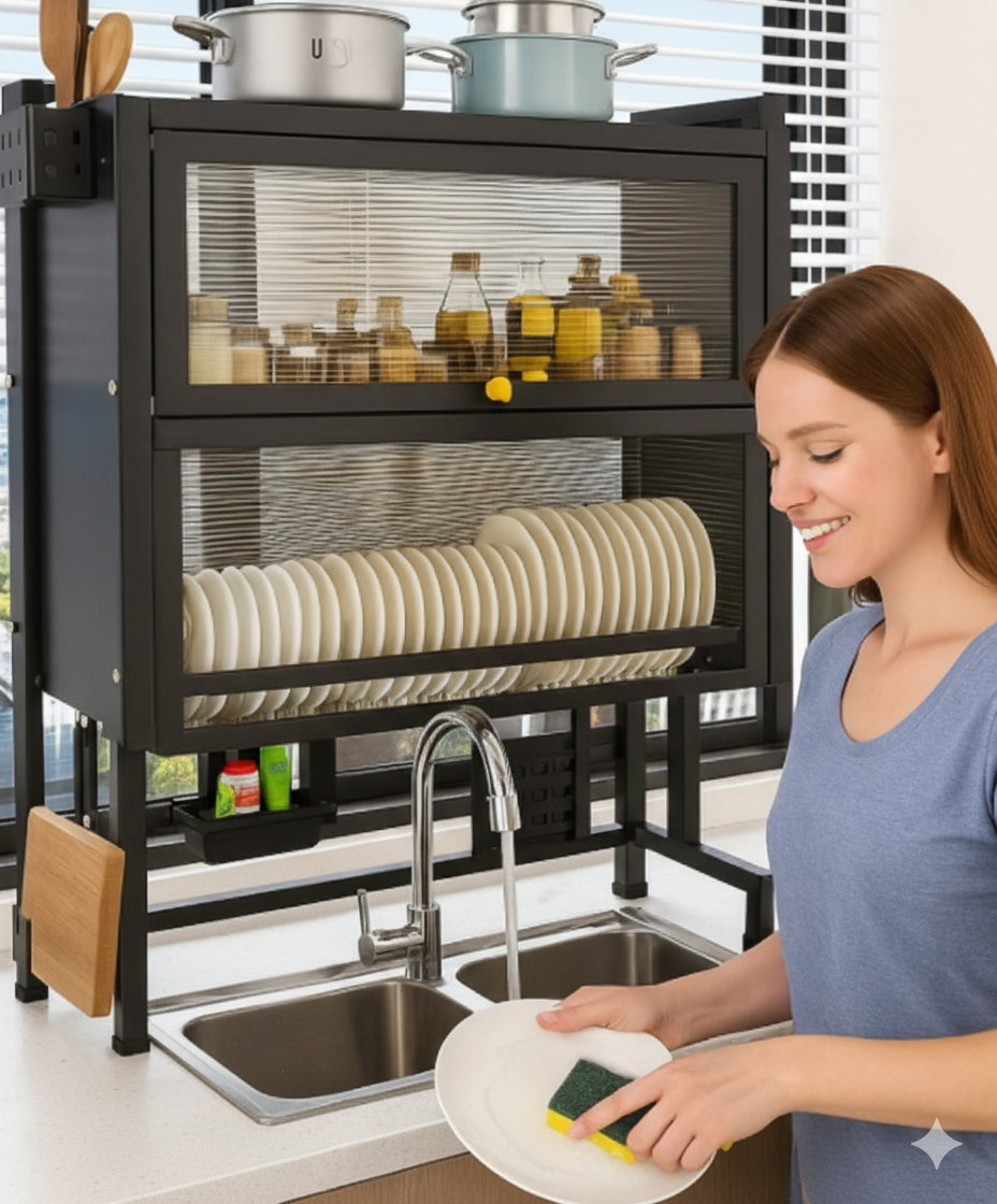 🍽️ Organizador multifuncional de loza de 2 niveles - Limpia y Organiza tu cocina - Oferta 50% DCTO🏷️ 💥