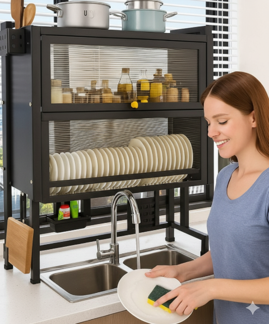 🍽️ Organizador multifuncional de loza de 2 niveles - Limpia y Organiza tu cocina - Oferta 50% DCTO🏷️ 💥