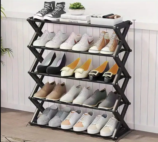 👟 Organizador de zapatos de 5  niveles en forma de X - Capacidad de hasta 15 pares - Oferta 50% DCTO🏷️ 💥