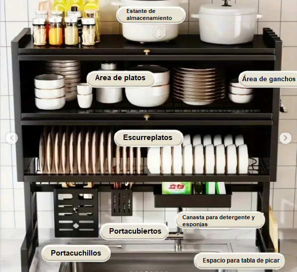 🍽️ Organizador multifuncional de loza de 2 niveles - Limpia y Organiza tu cocina - Oferta 50% DCTO🏷️ 💥