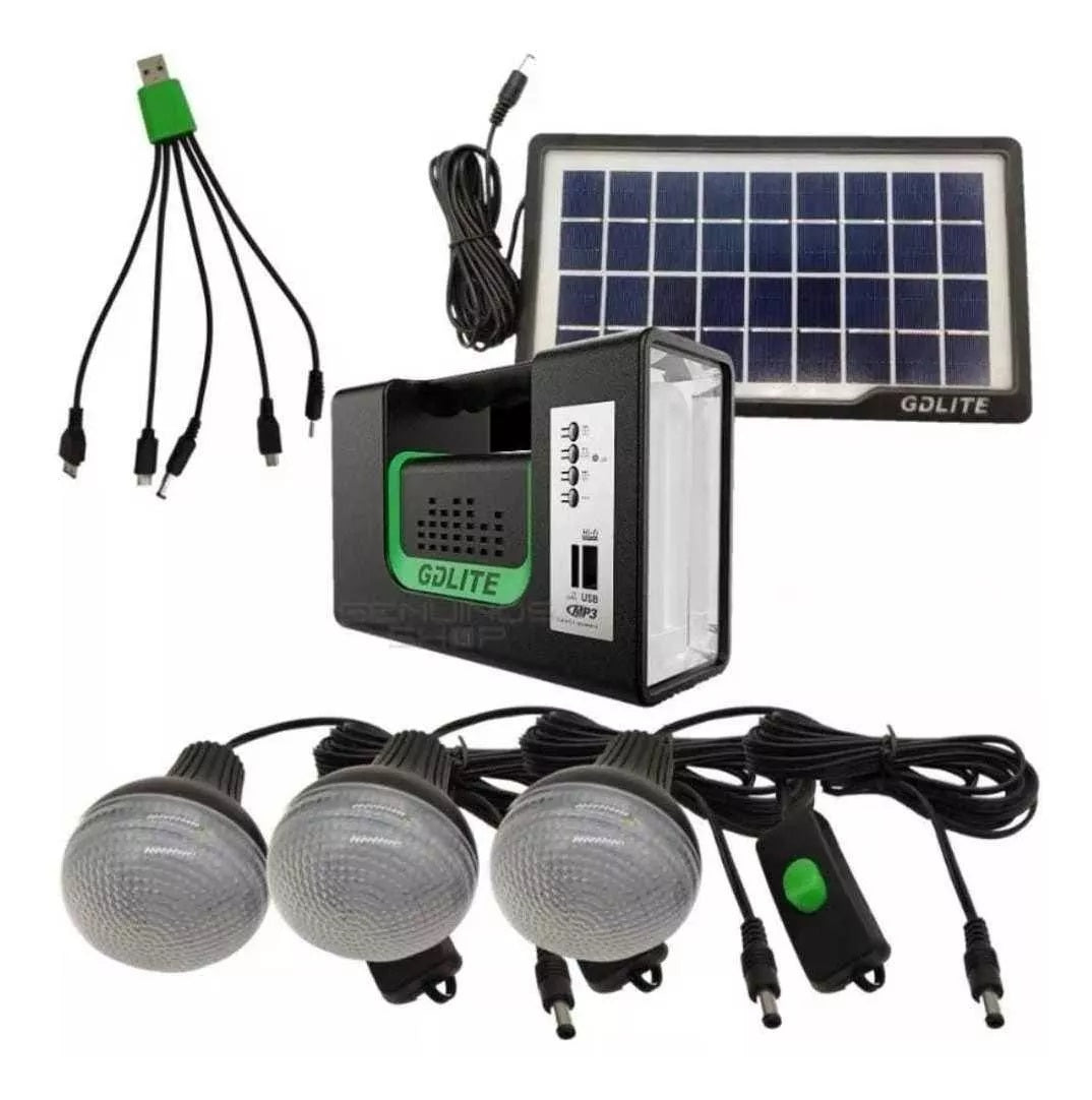🔆 Kit Panel Solar 3 Bombillos y Radio - Ahorra en tu factura eléctrica mientras iluminas tu espacio - Oferta 50% DCTO🏷️ 💥