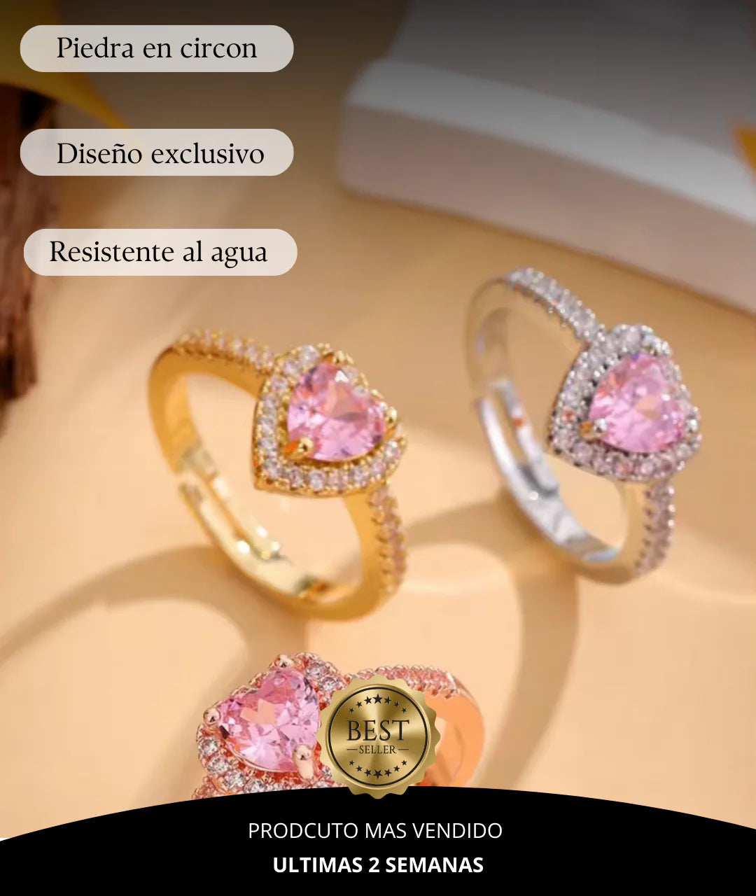 💍 Anillo ajustable promesa de amor ❤️ - Diseño elegante en baño de Rodio y Circones, incluye caja de regalo - Oferta 50% DCTO🏷️ 💥