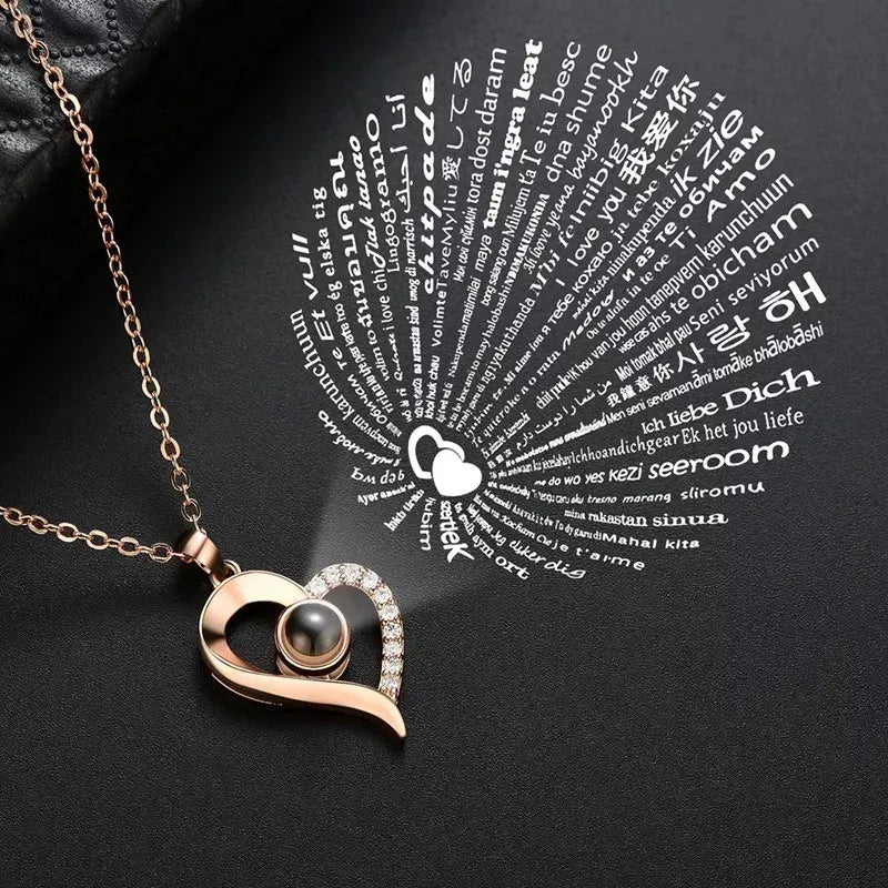 ❤️ Romántico collar para tu persona favorita "Te amo en 100 idiomas" - Exclusivo diseño en cobre, incluye bolsa de regalo - Oferta 50% DCTO🏷️ 💥