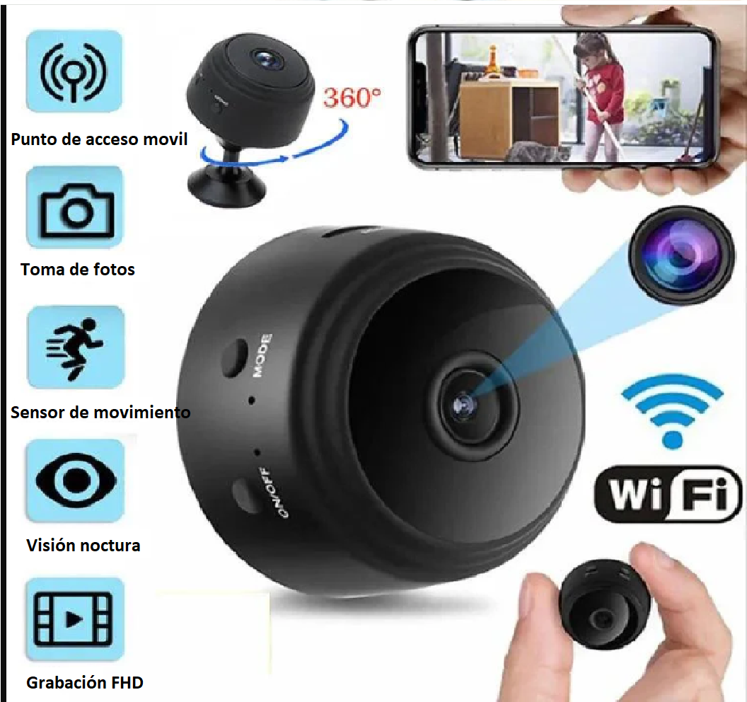 📸 Mini cámara espía FULL HD - Seguridad 24/7, sensor de movimiento y visión nocturna - Oferta 2x1 🏷️💥