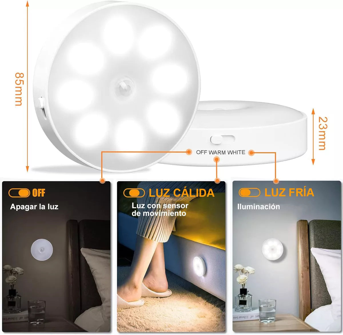 💡 LightMotion Lampara Inalámbrica LED con sensor de movimiento y batería recargable -  Iluminación de forma automática y eficiente - oferta 2x1 🏷️💥